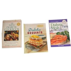 Lot of 3 Diabetic Cookbooks New Diabetic, Diabetic Desserts, Meals in 30 Minutes